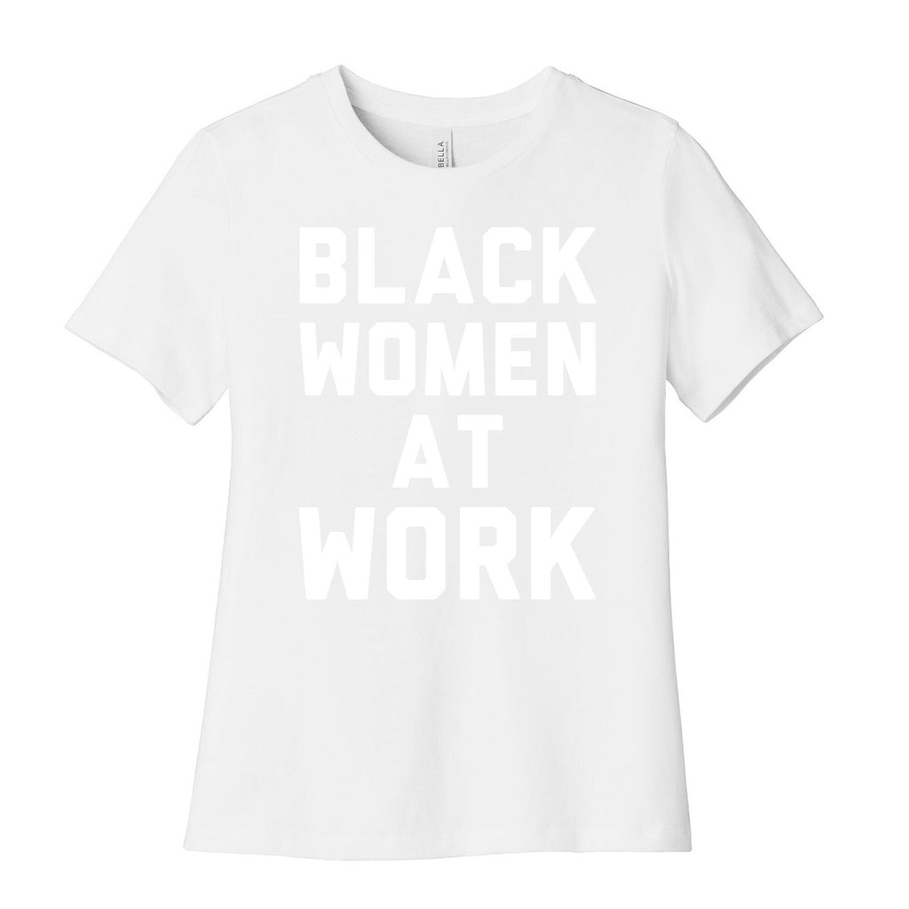 Black Women At Work White Print Women's Cotton Tee Hoodie, Sweatshirt | PureTeeCo.com (Image 4)