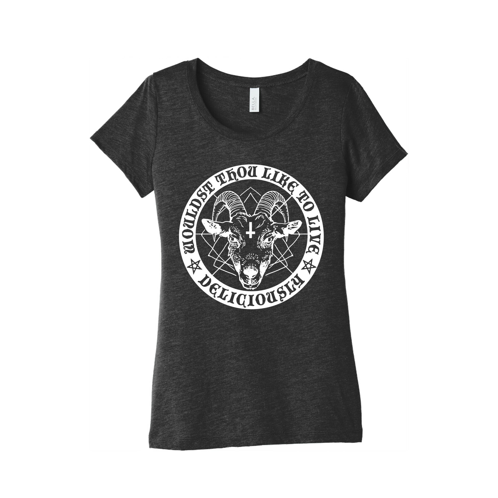 Black Philip: Wouldst Thou Like To Live Deliciously Women's Triblend Tee Hoodie, Sweatshirt | PureTeeCo.com (Image 2)