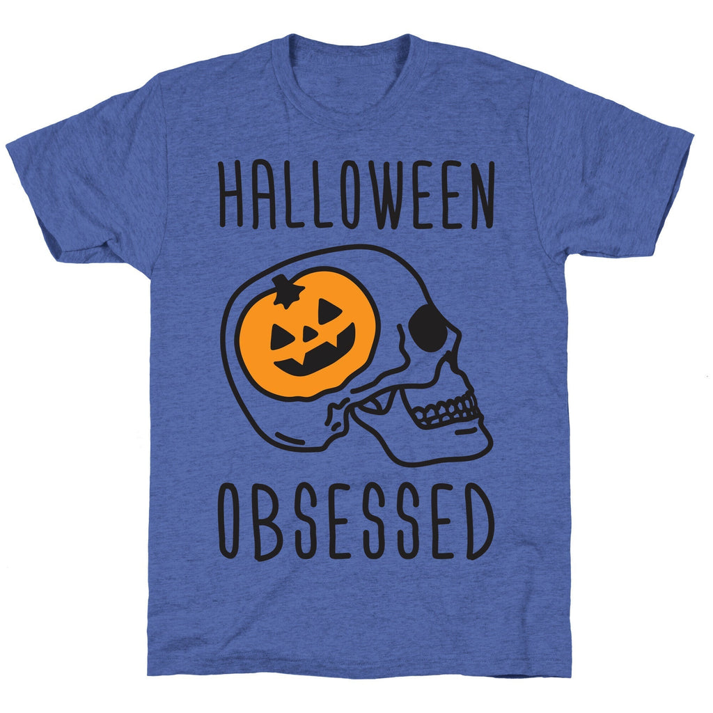 Halloween Obsessed Unisex Triblend Tee Hoodie, Sweatshirt | PureTeeCo.com (Image 4)