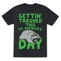 Gettin' Trashed This St. Patrick's Day White Print Unisex Triblend Tee Hoodie, Sweatshirt | PureTeeCo.com (Image 1)