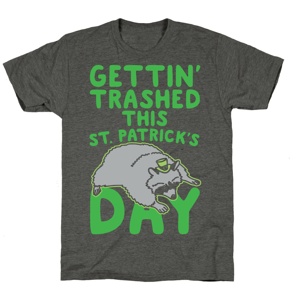 Gettin' Trashed This St. Patrick's Day White Print Unisex Triblend Tee Hoodie, Sweatshirt | PureTeeCo.com (Image 3)