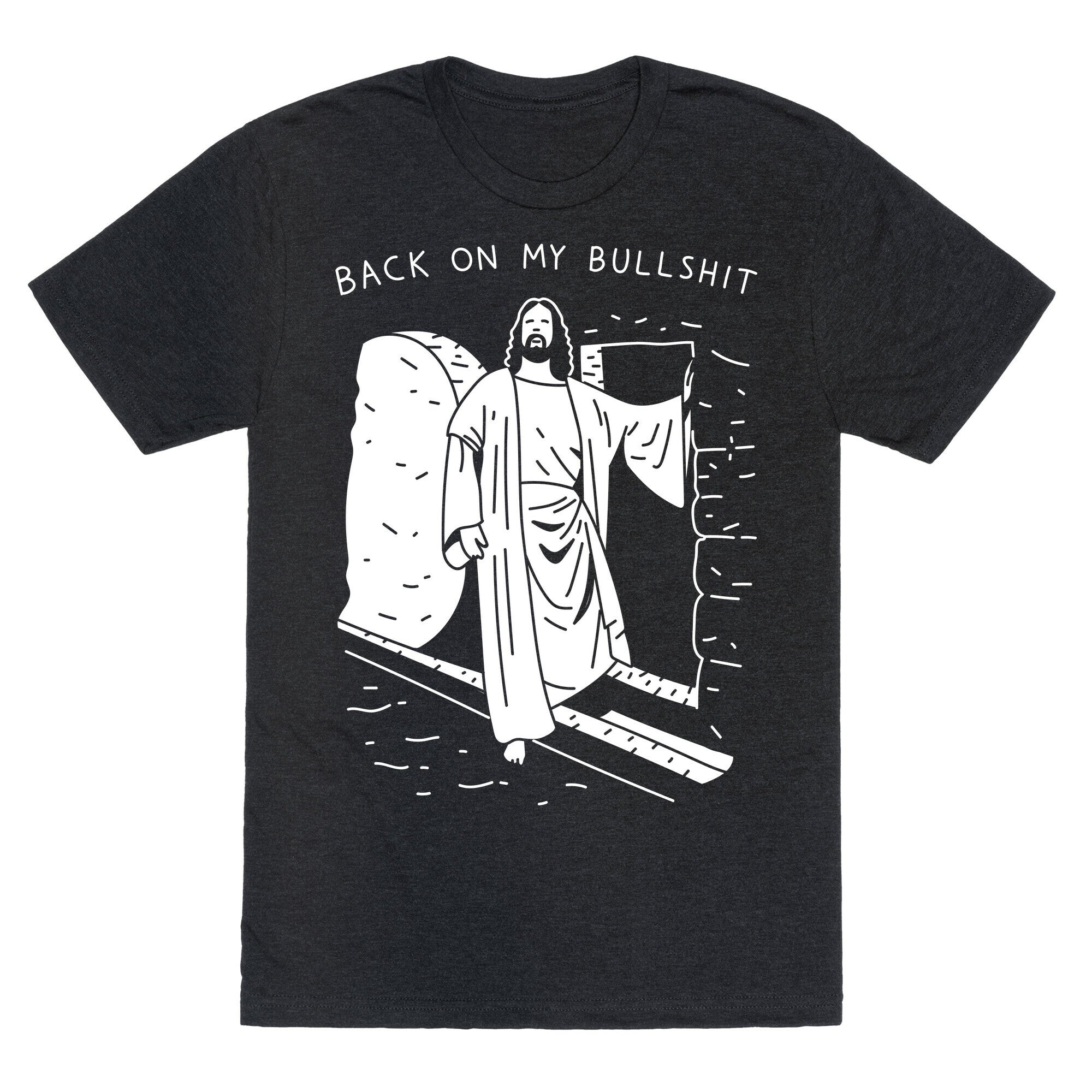 Back On My Bullshit Jesus Unisex Triblend Tee Hoodie, Sweatshirt | PureTeeCo.com (Image 1)