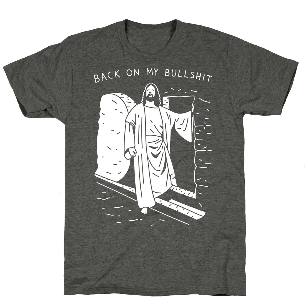 Back On My Bullshit Jesus Unisex Triblend Tee Hoodie, Sweatshirt | PureTeeCo.com (Image 3)