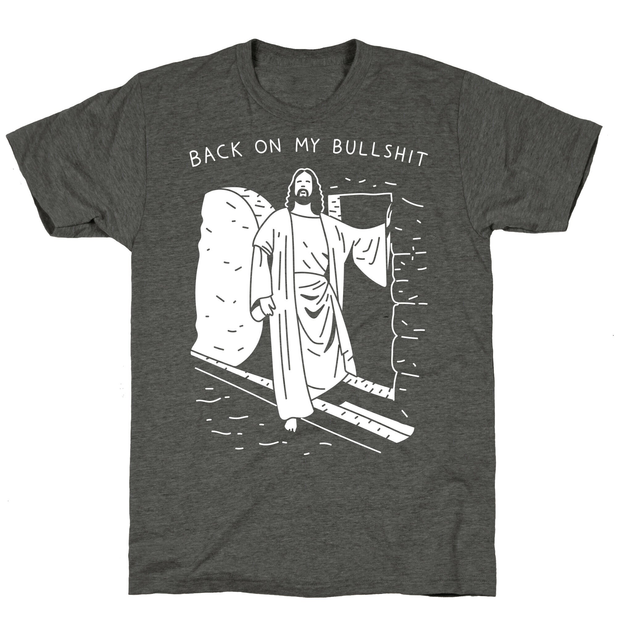 Back On My Bullshit Jesus Unisex Triblend Tee Hoodie, Sweatshirt | PureTeeCo.com (Image 3)