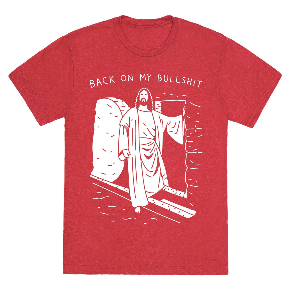 Back On My Bullshit Jesus Unisex Triblend Tee Hoodie, Sweatshirt | PureTeeCo.com (Image 4)