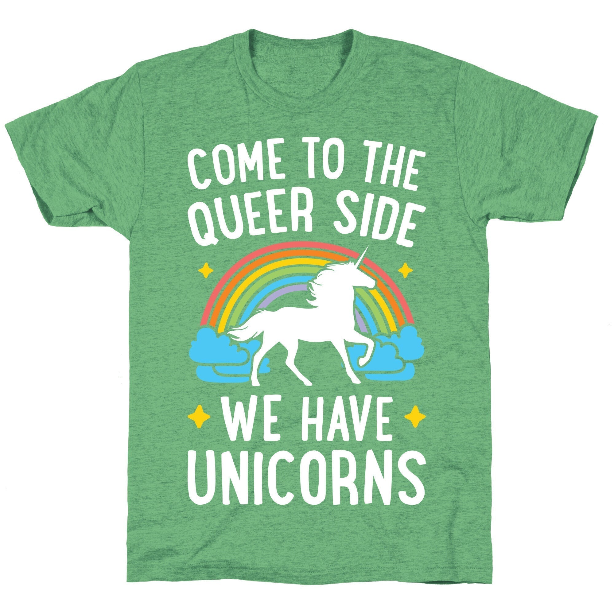 Come To The Queer Side We Have Unicorns Unisex Triblend Tee Hoodie, Sweatshirt | PureTeeCo.com (Image 2)