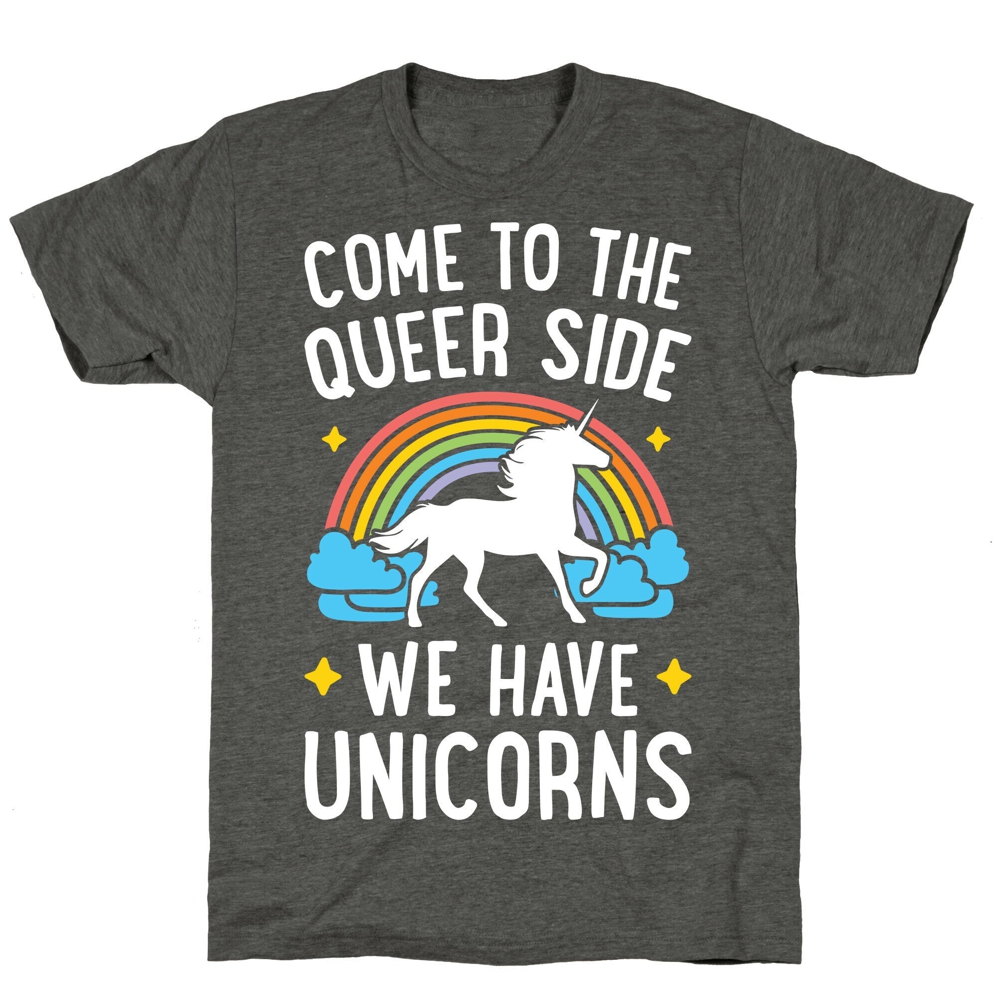 Come To The Queer Side We Have Unicorns Unisex Triblend Tee Hoodie, Sweatshirt | PureTeeCo.com (Image 3)