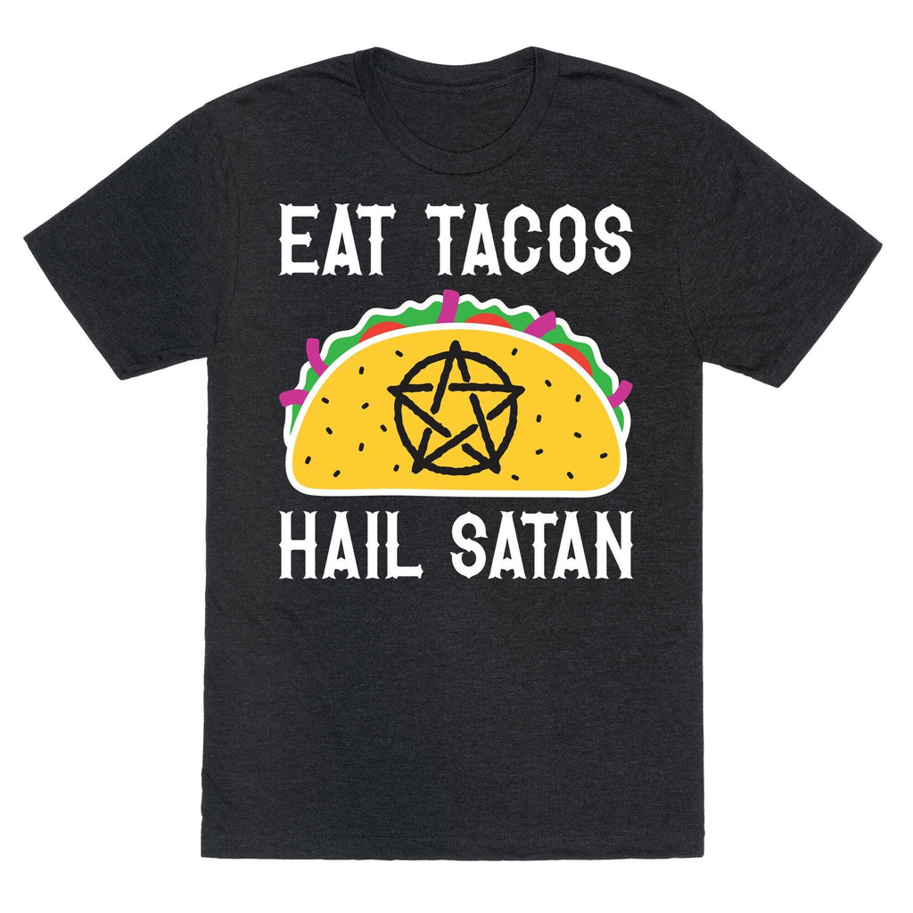 Eat Tacos Hail Satan Unisex Triblend Tee Hoodie, Sweatshirt | PureTeeCo.com (Image 1)
