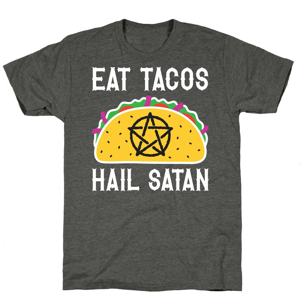 Eat Tacos Hail Satan Unisex Triblend Tee Hoodie, Sweatshirt | PureTeeCo.com (Image 3)