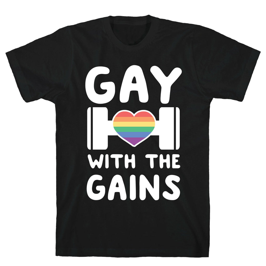 Gay With the Gains T-Shirt Hoodie, Sweatshirt | PureTeeCo.com (Image 1)