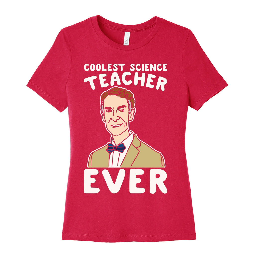 Coolest Science Teacher Ever Bill Nye White Print Women's Cotton Tee Hoodie, Sweatshirt | PureTeeCo.com (Image 2)