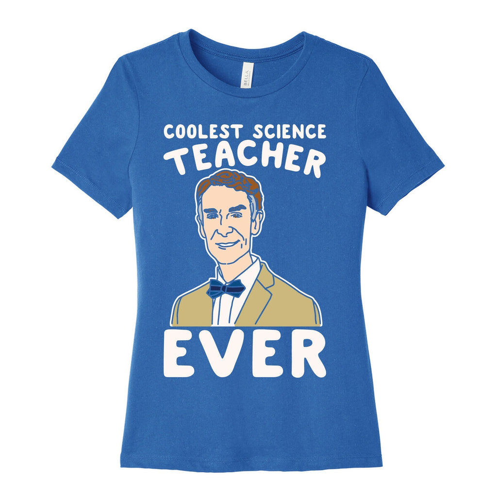 Coolest Science Teacher Ever Bill Nye White Print Women's Cotton Tee Hoodie, Sweatshirt | PureTeeCo.com (Image 3)