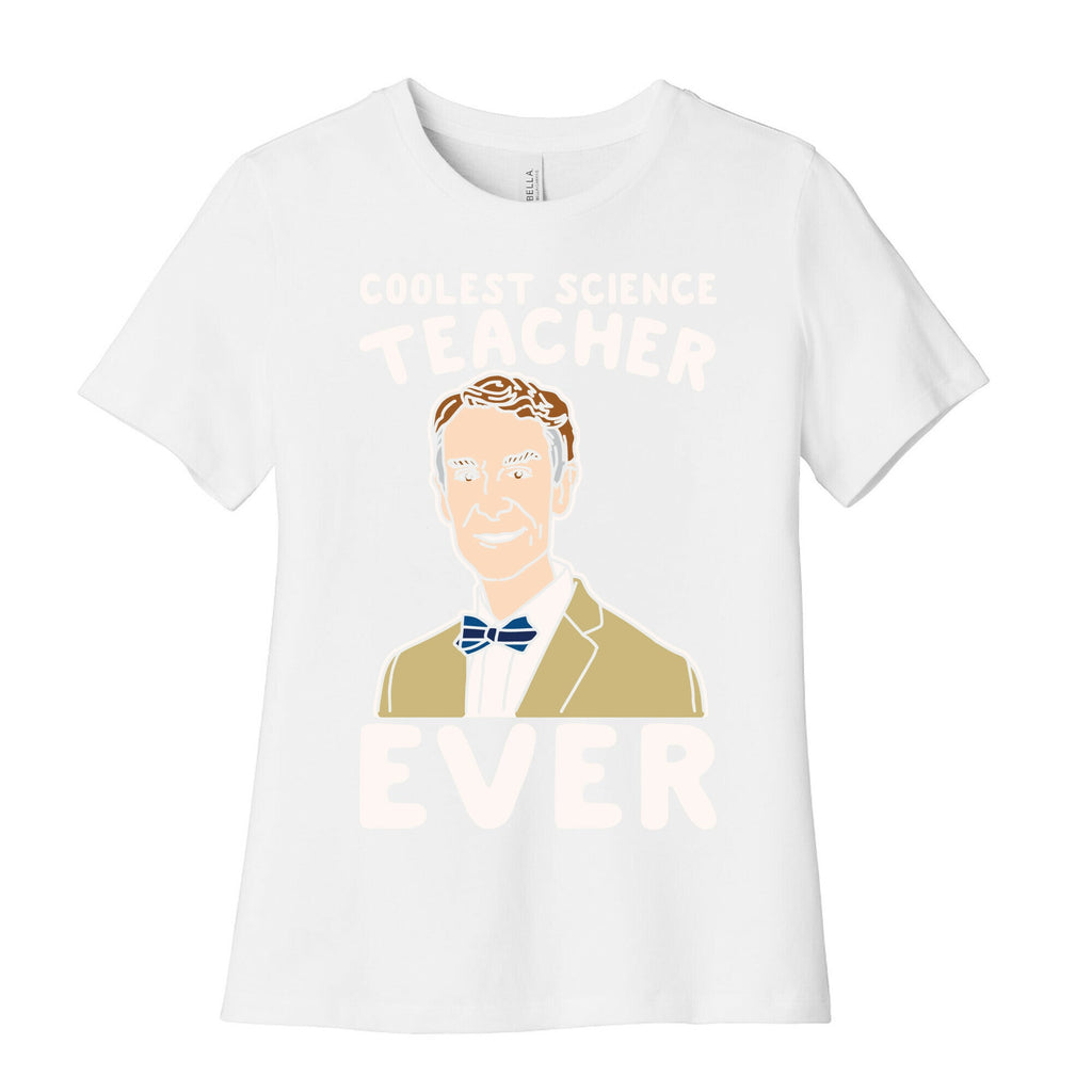 Coolest Science Teacher Ever Bill Nye White Print Women's Cotton Tee Hoodie, Sweatshirt | PureTeeCo.com (Image 4)