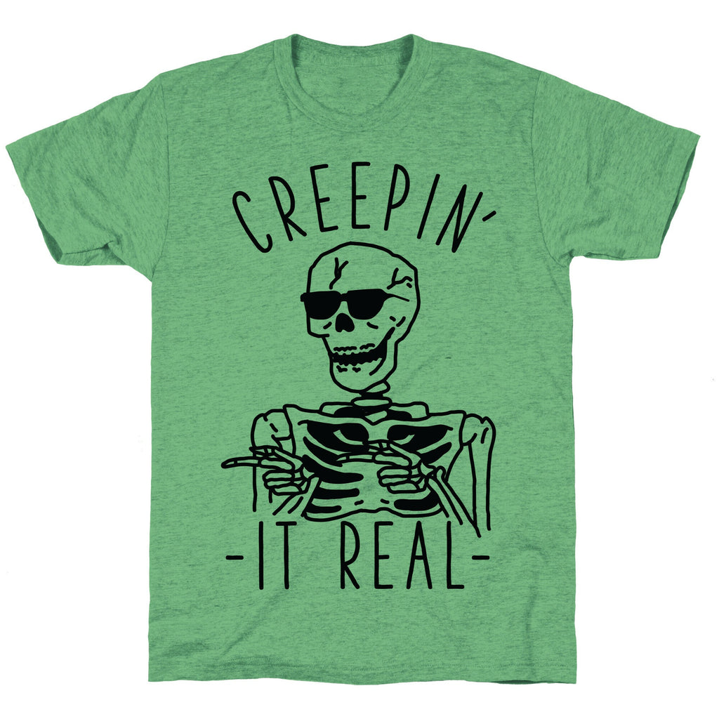 Creepin' It Real Skeleton  Unisex Triblend Tee Hoodie, Sweatshirt | PureTeeCo.com (Image 1)