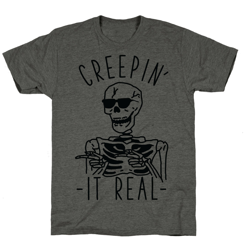 Creepin' It Real Skeleton  Unisex Triblend Tee Hoodie, Sweatshirt | PureTeeCo.com (Image 2)