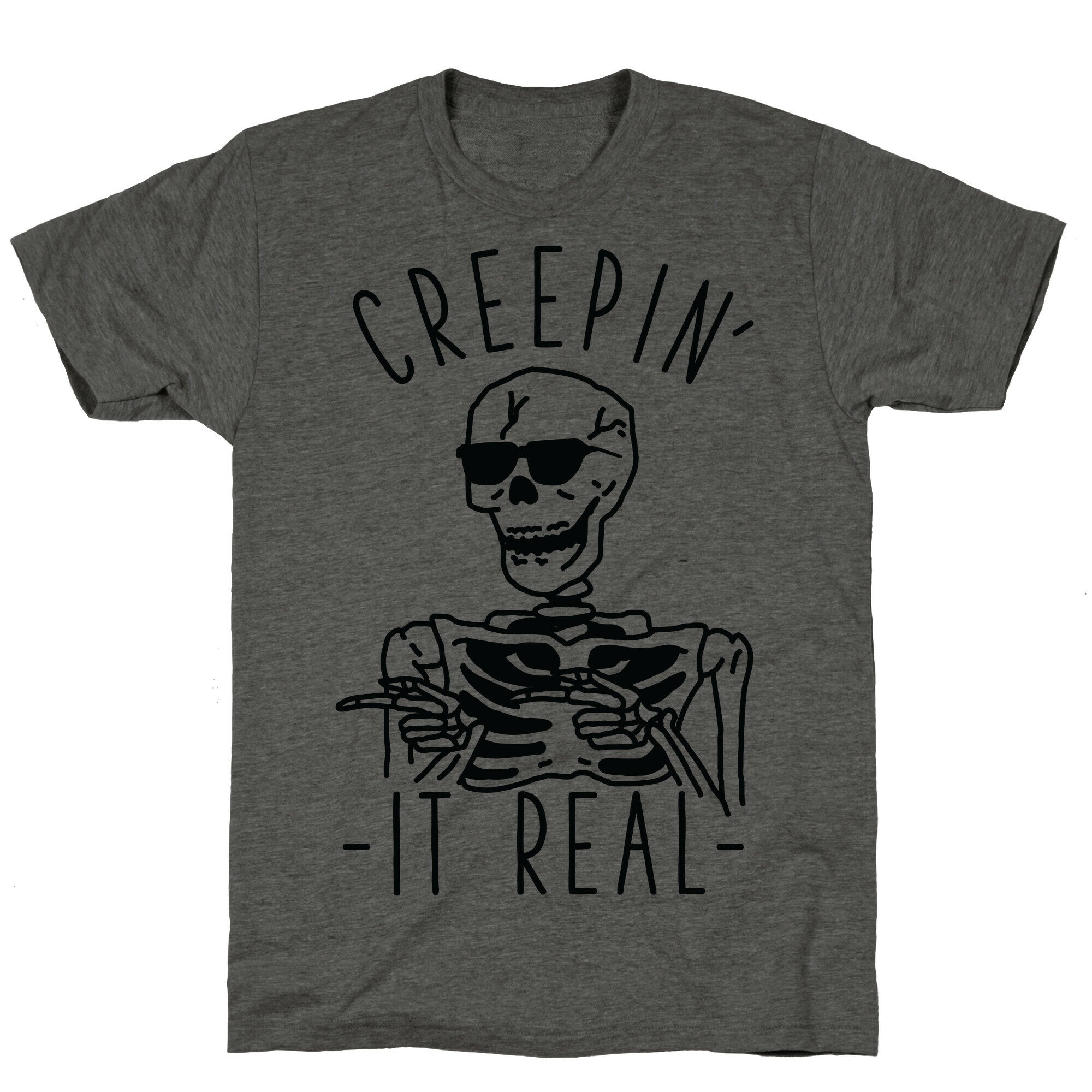 Creepin' It Real Skeleton  Unisex Triblend Tee Hoodie, Sweatshirt | PureTeeCo.com (Image 2)