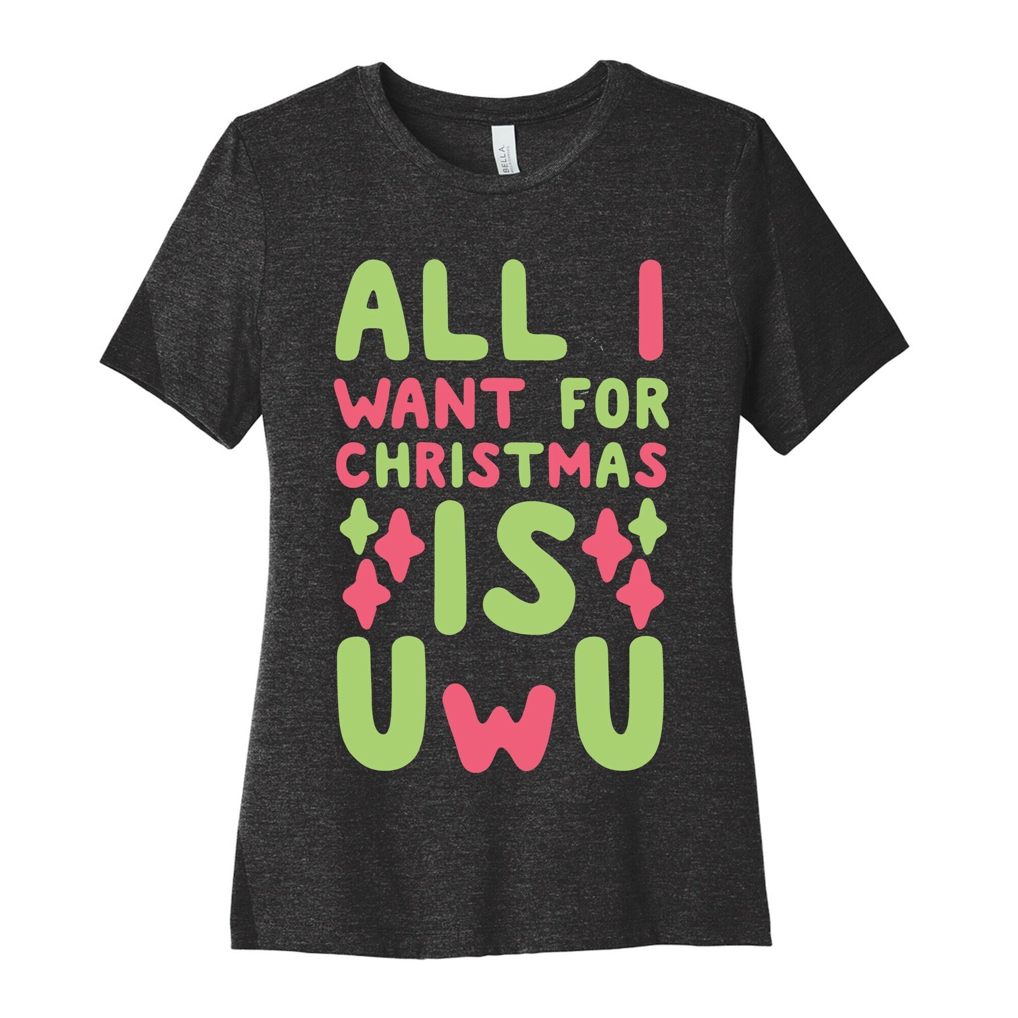 All I Want for Christmas is UwU Women's Cotton Tee Hoodie, Sweatshirt | PureTeeCo.com (Image 1)