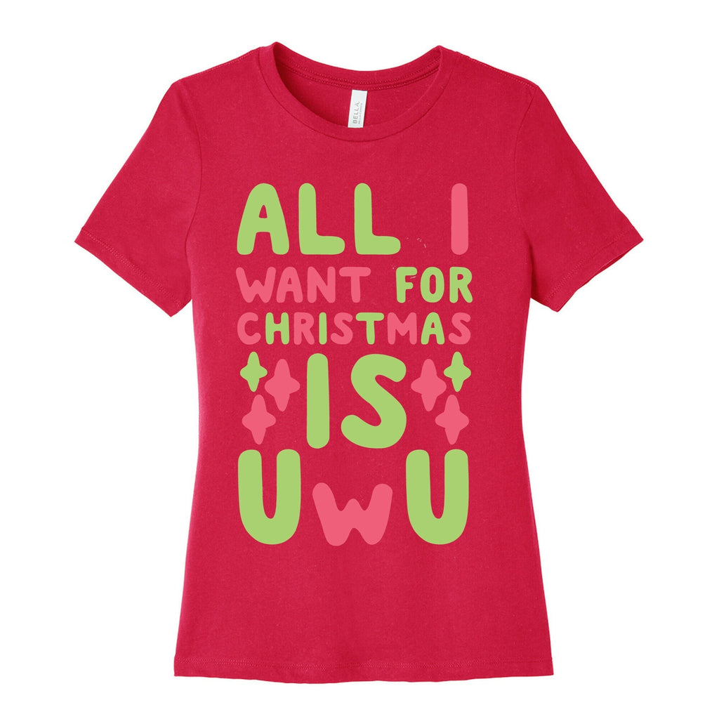 All I Want for Christmas is UwU Women's Cotton Tee Hoodie, Sweatshirt | PureTeeCo.com (Image 2)
