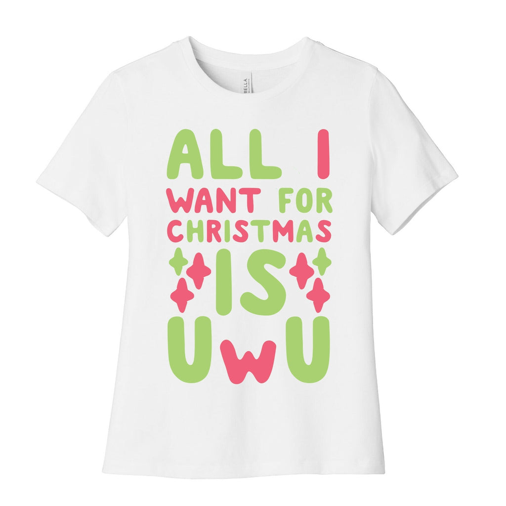 All I Want for Christmas is UwU Women's Cotton Tee Hoodie, Sweatshirt | PureTeeCo.com (Image 4)