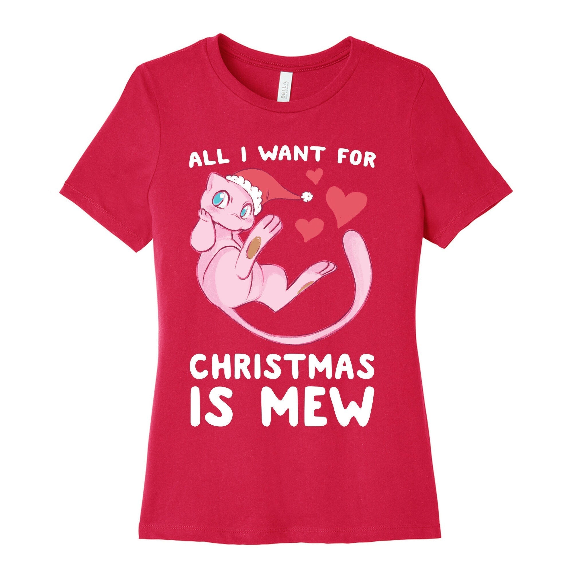 All I Want for Christmas is Mew Women's Cotton Tee Hoodie, Sweatshirt | PureTeeCo.com (Image 2)