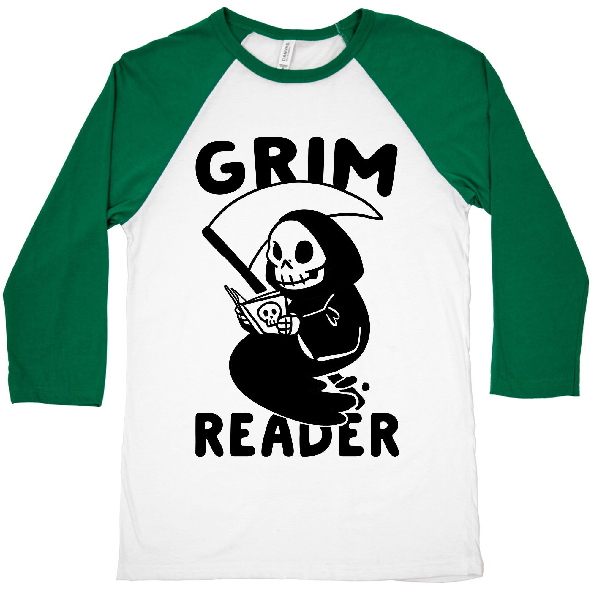 Grim Reader Baseball Tee Hoodie, Sweatshirt | PureTeeCo.com (Image 1)