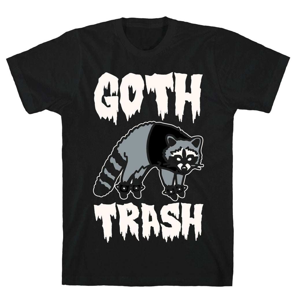 Goth Trash Raccoon White Print T-Shirt Hoodie, Sweatshirt | PureTeeCo.com (Image 1)
