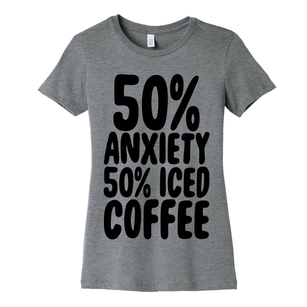 50% Anxiety, 50% Iced Coffee Women's Cotton Tee Hoodie, Sweatshirt | PureTeeCo.com (Image 2)
