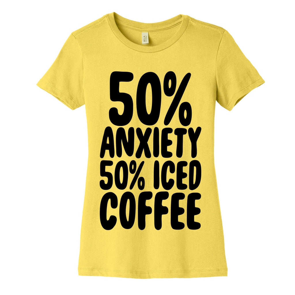 50% Anxiety, 50% Iced Coffee Women's Cotton Tee Hoodie, Sweatshirt | PureTeeCo.com (Image 3)
