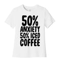 50% Anxiety, 50% Iced Coffee Women's Cotton Tee Hoodie, Sweatshirt | PureTeeCo.com (Image 1)