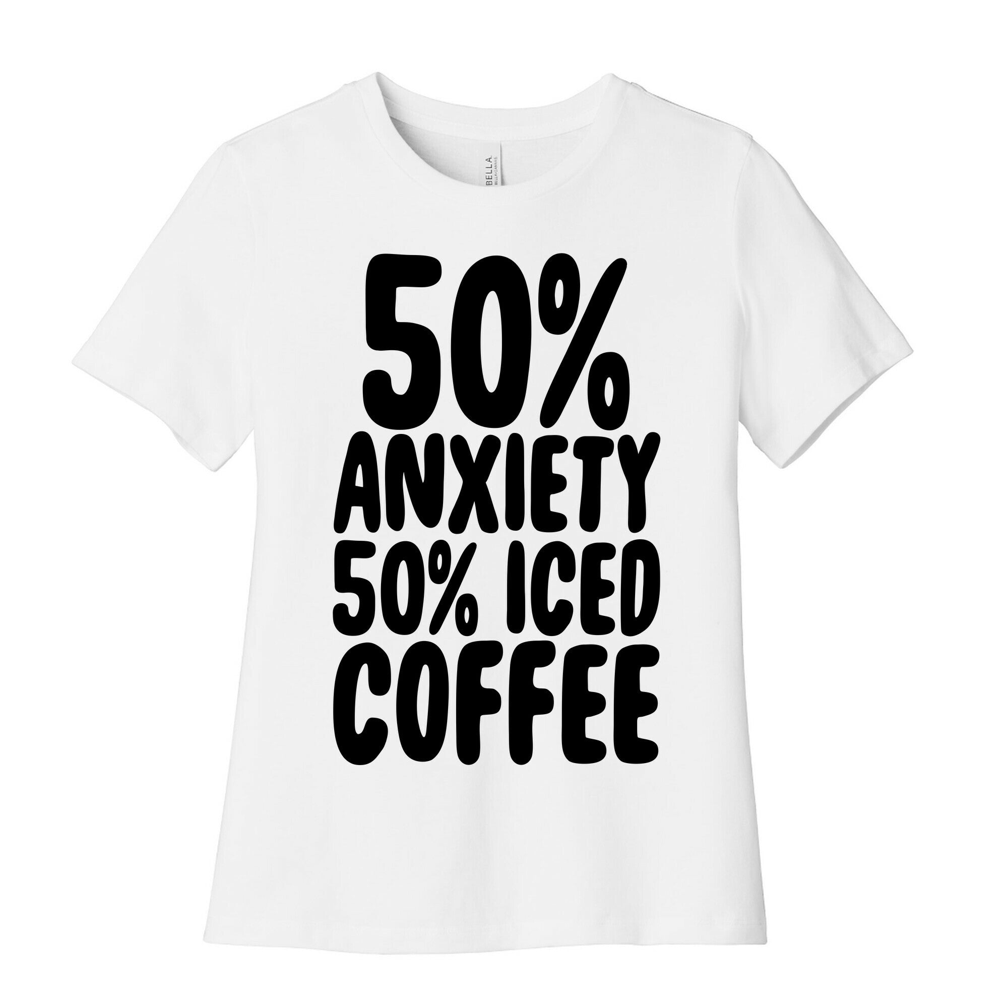 50% Anxiety, 50% Iced Coffee Women's Cotton Tee Hoodie, Sweatshirt | PureTeeCo.com (Image 1)