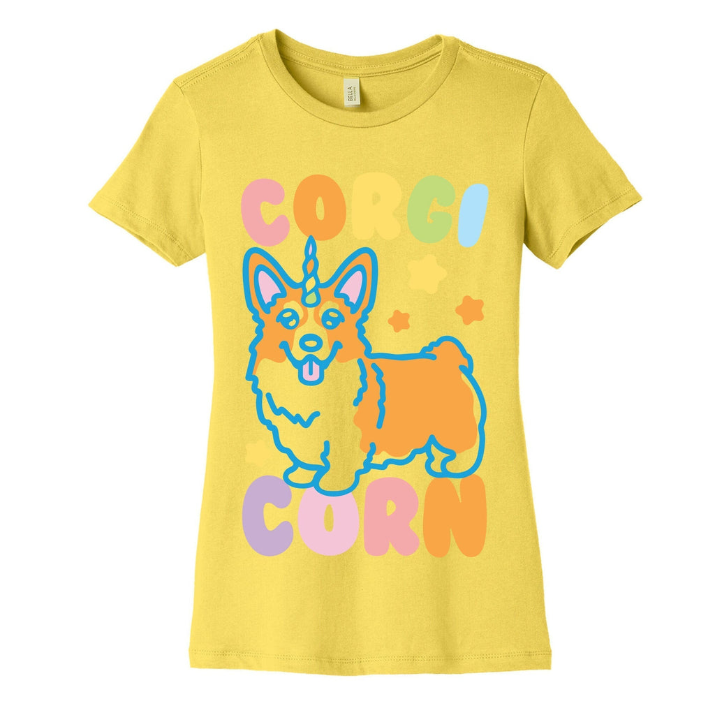 CorgiCorn Unciorn Corgi Women's Cotton Tee Hoodie, Sweatshirt | PureTeeCo.com (Image 3)