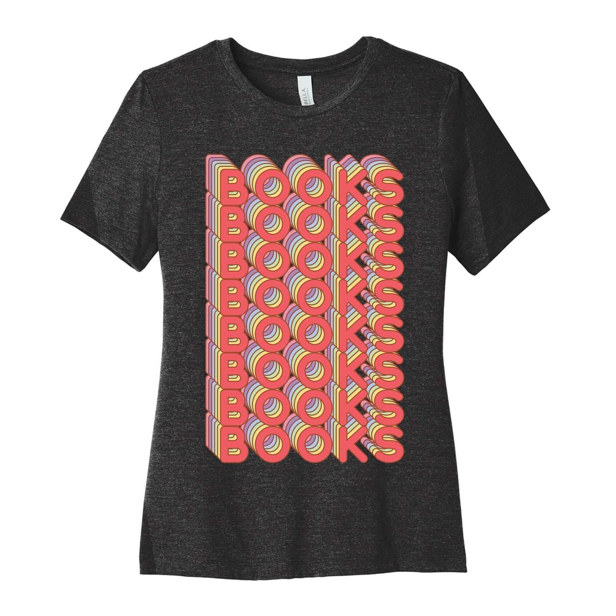 Books Retro Rainbow  Women's Cotton Tee Hoodie, Sweatshirt | PureTeeCo.com (Image 1)
