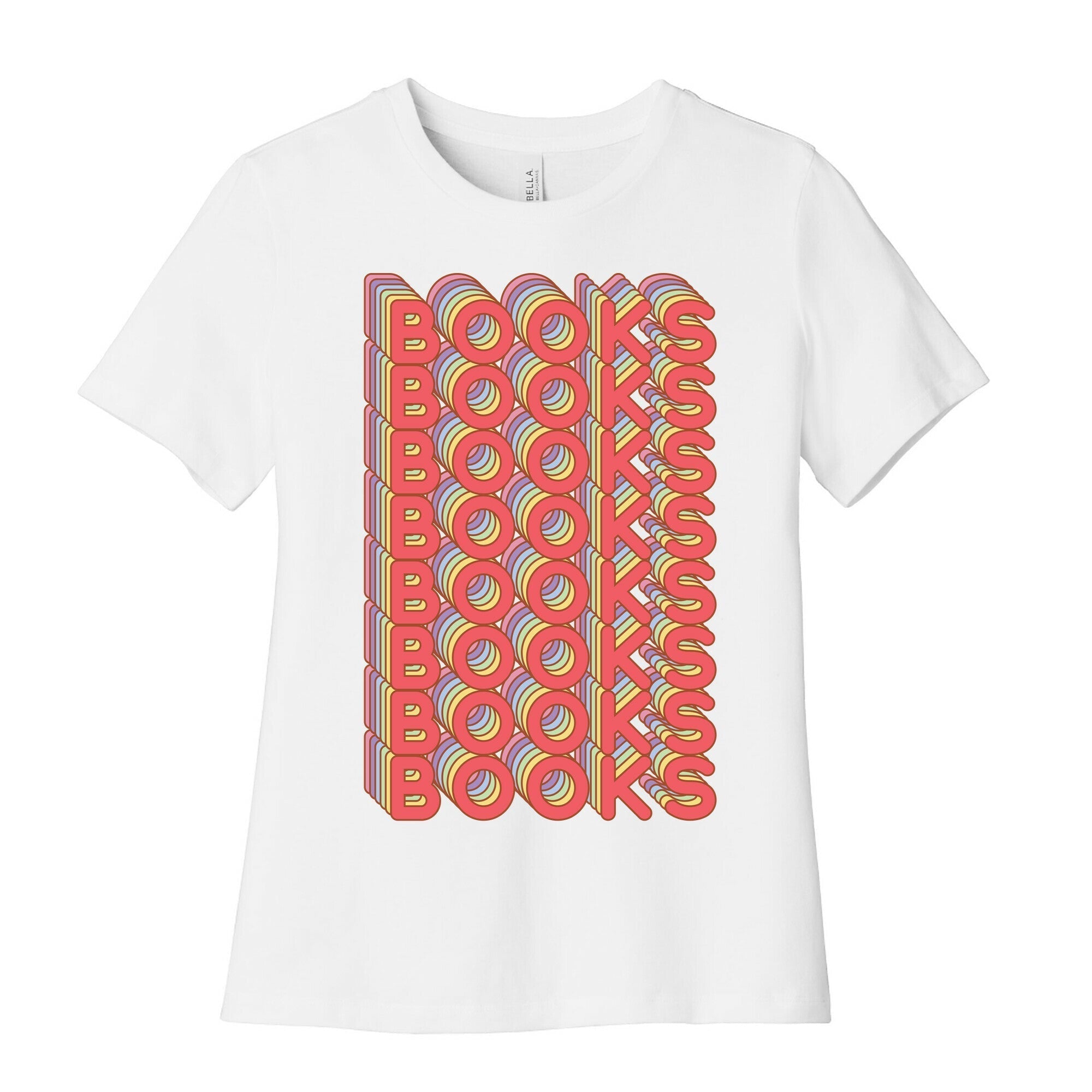 Books Retro Rainbow  Women's Cotton Tee Hoodie, Sweatshirt | PureTeeCo.com (Image 4)