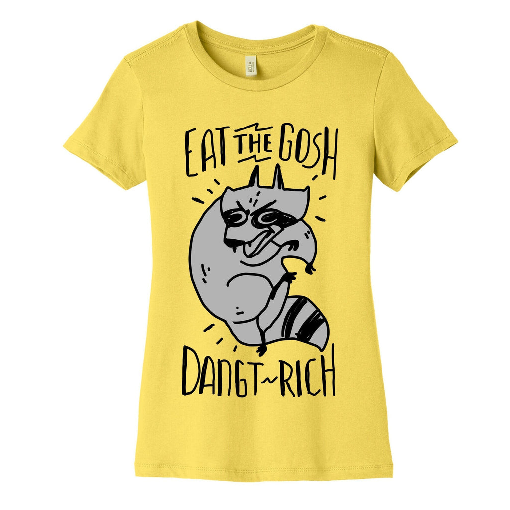 Eat the GOSH DaNGT RICH Raccoon Women's Cotton Tee Hoodie, Sweatshirt | PureTeeCo.com (Image 3)