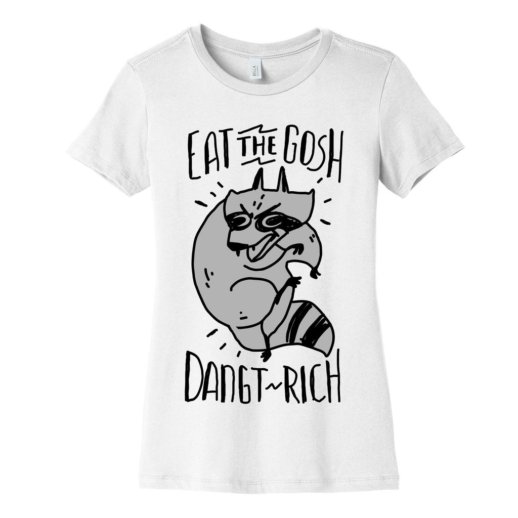 Eat the GOSH DaNGT RICH Raccoon Women's Cotton Tee Hoodie, Sweatshirt | PureTeeCo.com (Image 4)