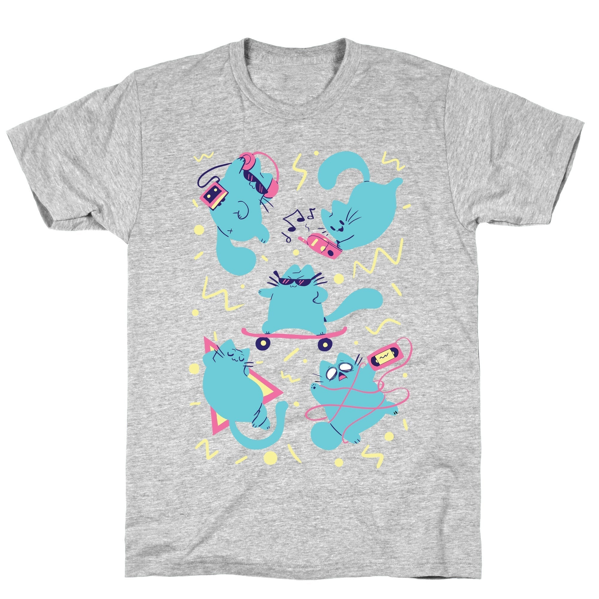 90's Cats Pattern T-Shirt Hoodie, Sweatshirt | PureTeeCo.com (Image 4)