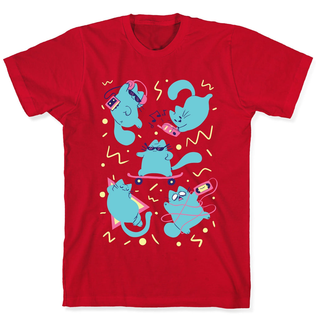 90's Cats Pattern T-Shirt Hoodie, Sweatshirt | PureTeeCo.com (Image 3)