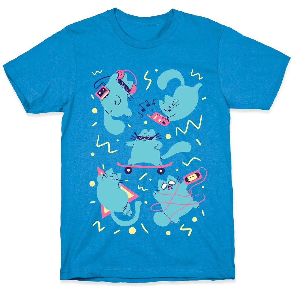 90's Cats Pattern T-Shirt Hoodie, Sweatshirt | PureTeeCo.com (Image 1)