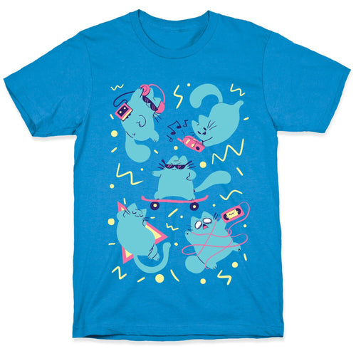 90's Cats Pattern T-Shirt Hoodie, Sweatshirt | PureTeeCo.com (Image 1)
