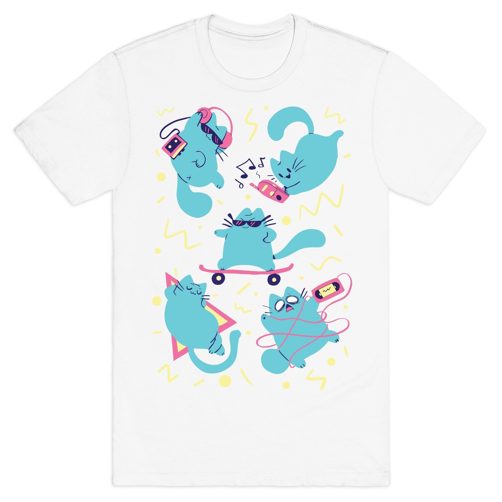 90's Cats Pattern T-Shirt Hoodie, Sweatshirt | PureTeeCo.com (Image 2)