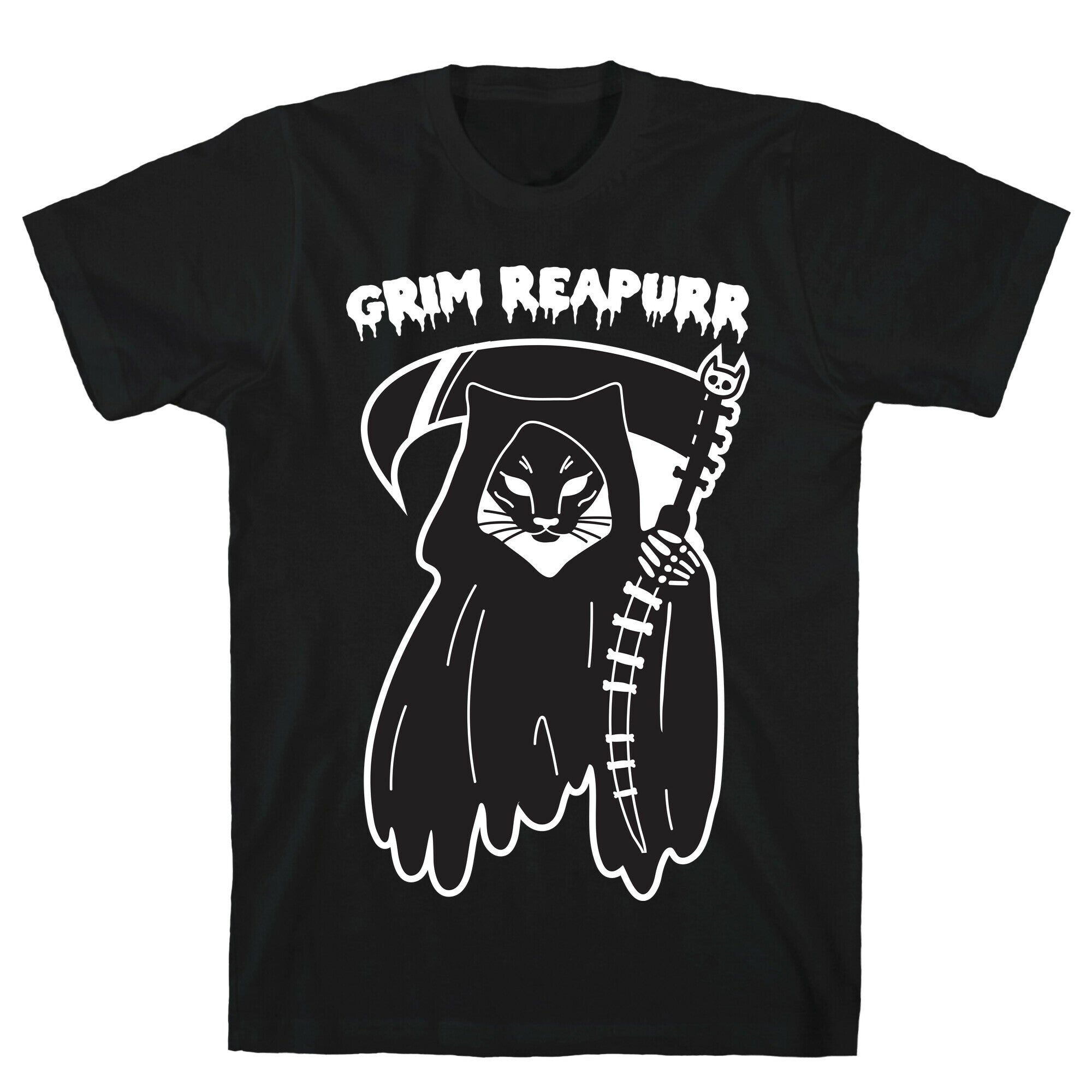 Grim Reapurr Cat T-Shirt Hoodie, Sweatshirt | PureTeeCo.com (Image 1)