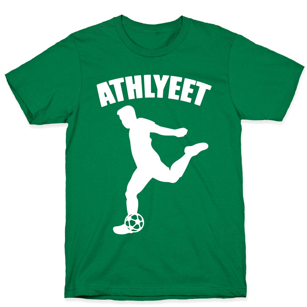 Athlyeet Soccer White Print T-Shirt Hoodie, Sweatshirt | PureTeeCo.com (Image 3)