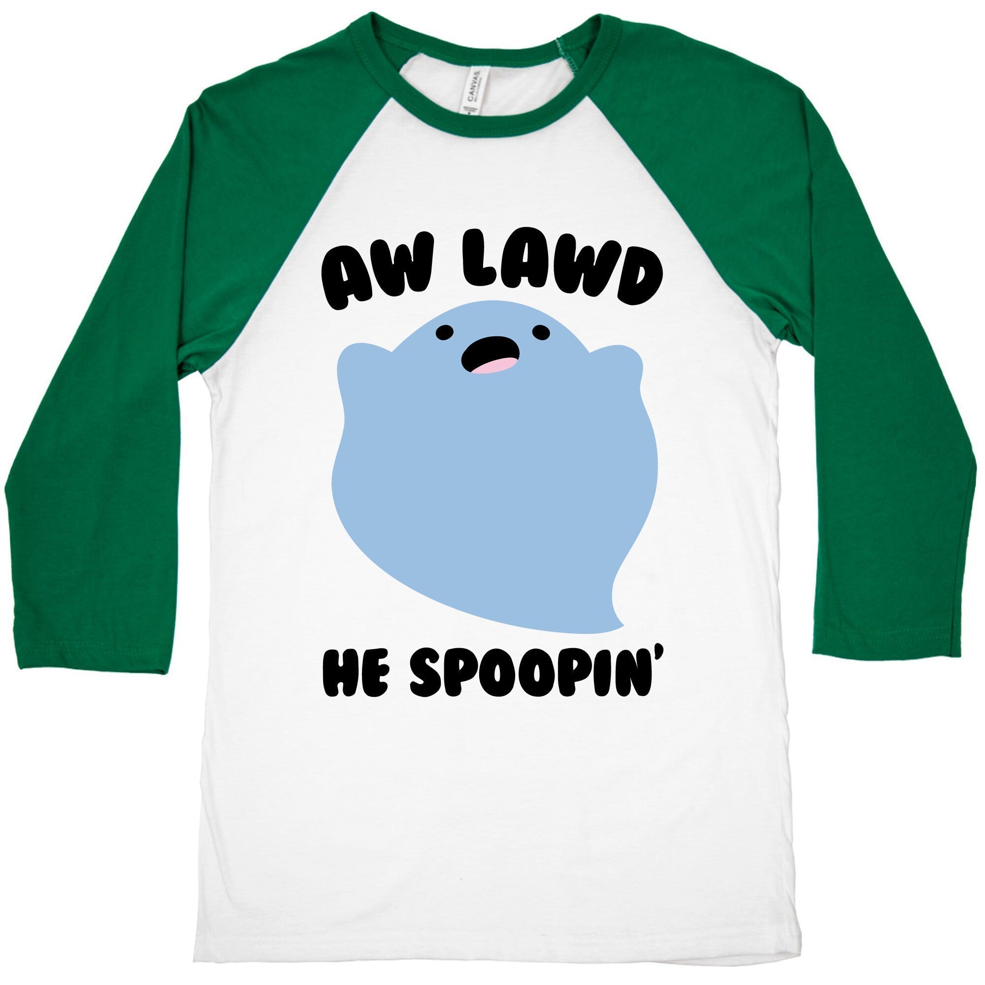 Aw Lawd He Spoopin' Ghost Parody Baseball Tee Hoodie, Sweatshirt | PureTeeCo.com (Image 1)