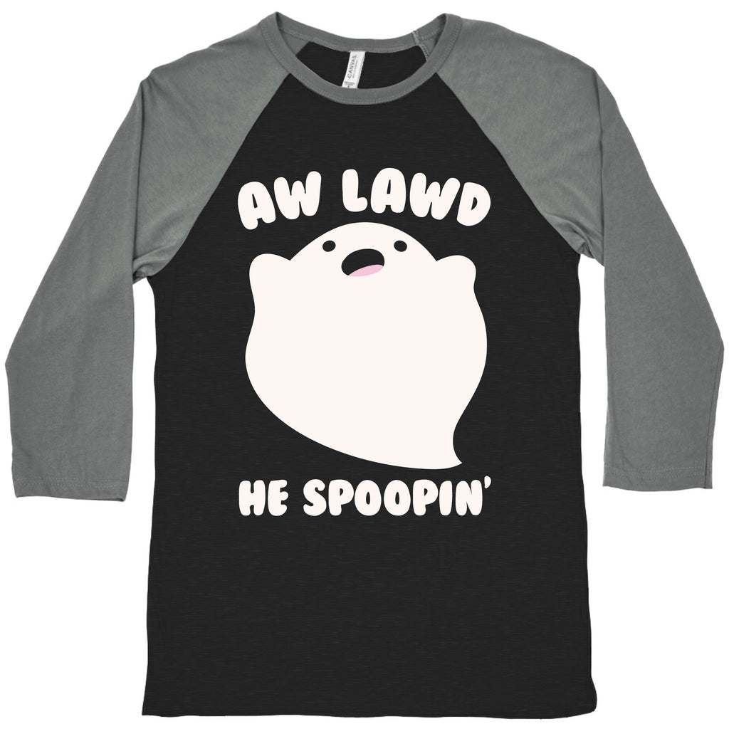 Aw Lawd He Spoopin' Ghost Parody White Print Baseball Tee Hoodie, Sweatshirt | PureTeeCo.com (Image 1)