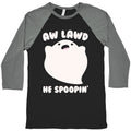 Aw Lawd He Spoopin' Ghost Parody White Print Baseball Tee Hoodie, Sweatshirt | PureTeeCo.com (Image 1)