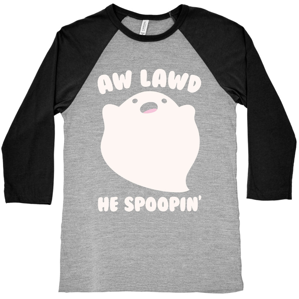 Aw Lawd He Spoopin' Ghost Parody White Print Baseball Tee Hoodie, Sweatshirt | PureTeeCo.com (Image 2)