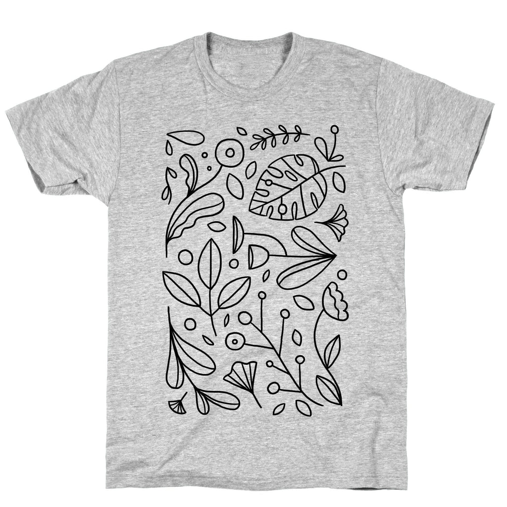 Black and White Plant Pattern T-Shirt Hoodie, Sweatshirt | PureTeeCo.com (Image 2)