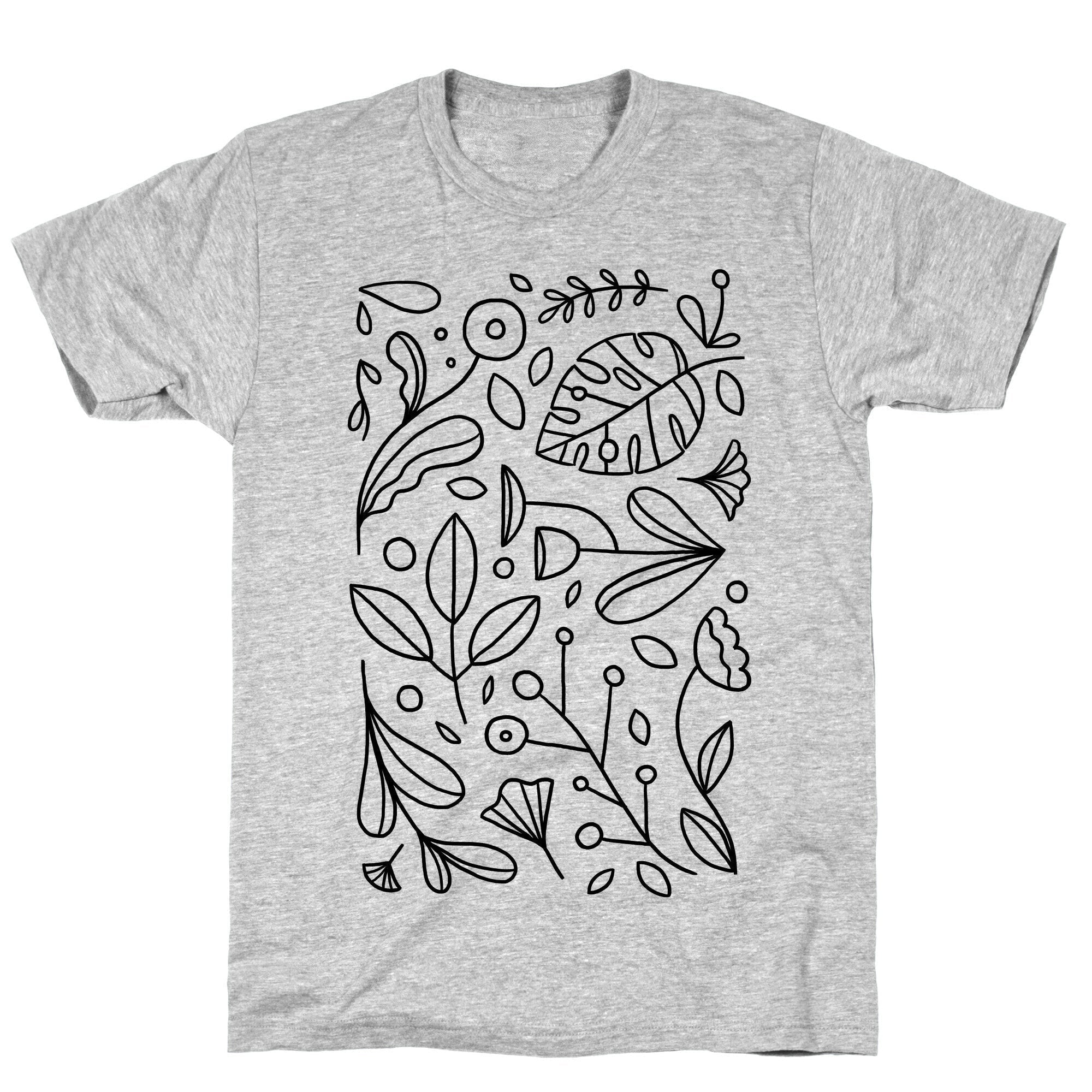 Black and White Plant Pattern T-Shirt Hoodie, Sweatshirt | PureTeeCo.com (Image 2)
