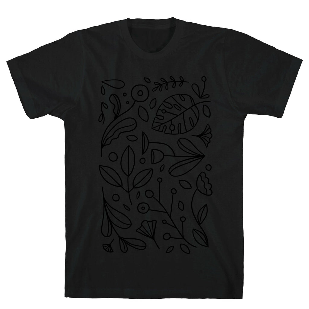 Black and White Plant Pattern T-Shirt Hoodie, Sweatshirt | PureTeeCo.com (Image 1)