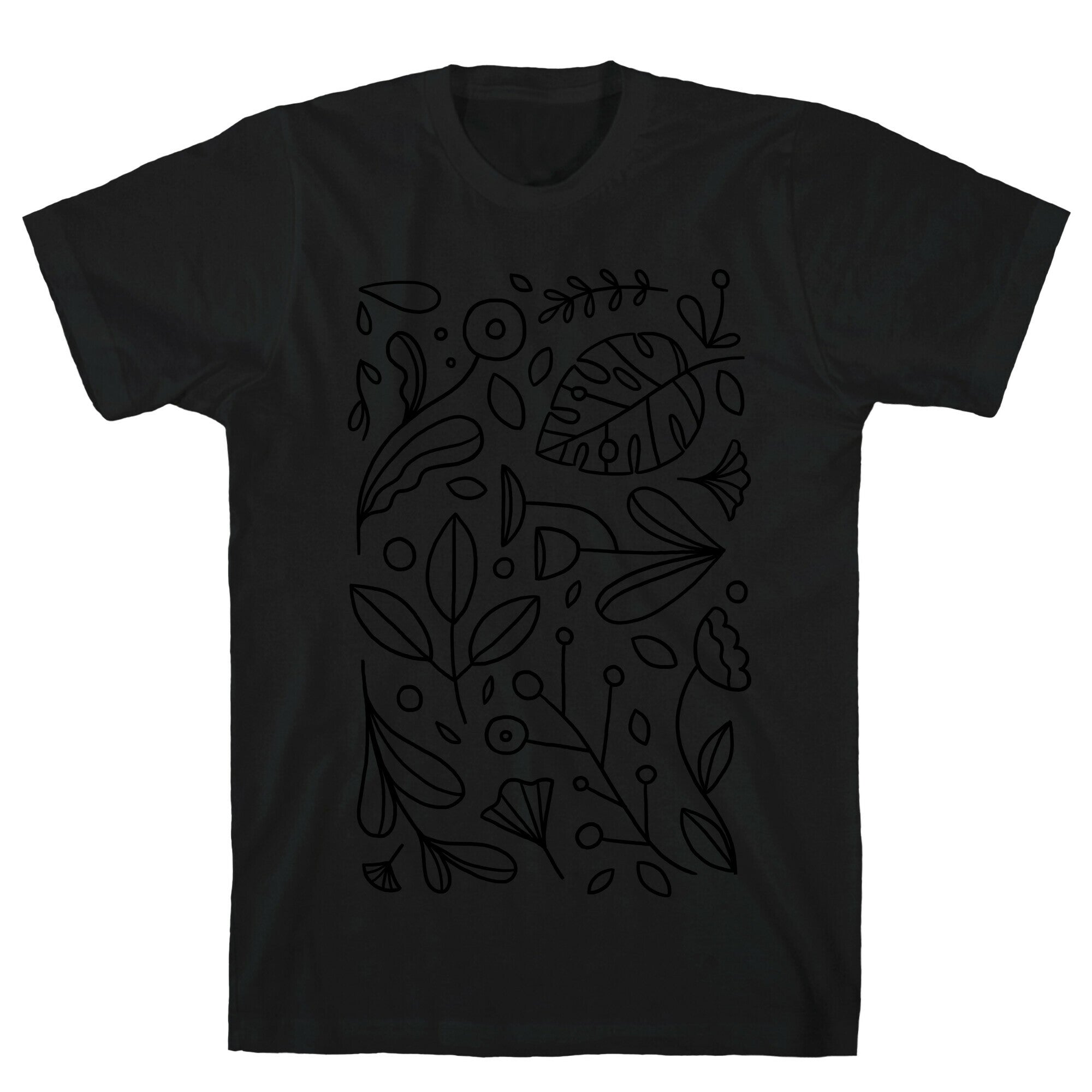 Black and White Plant Pattern T-Shirt Hoodie, Sweatshirt | PureTeeCo.com (Image 1)